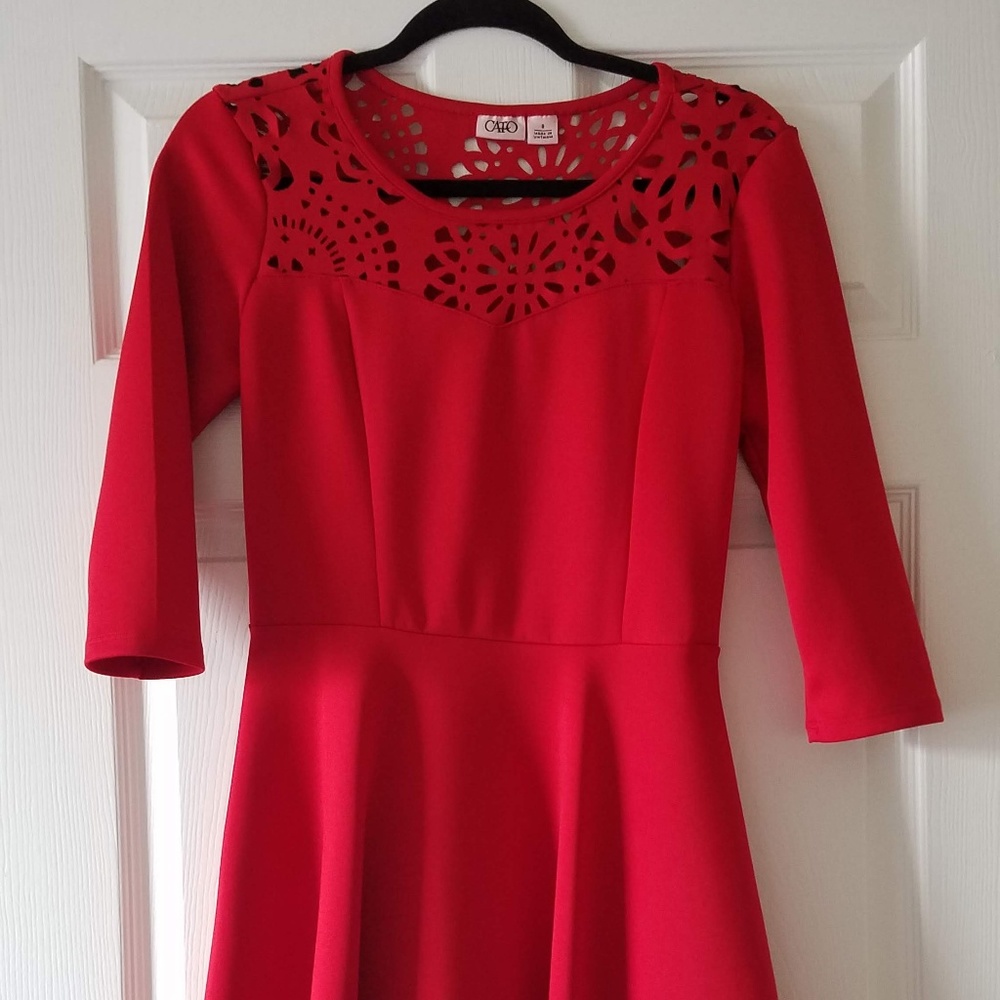 Red vintage style quarter sleeve dress
